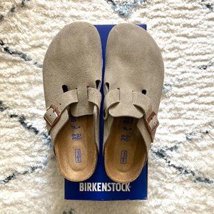 Birkenstock Boston Taupe Suede Wide version footbed clogs size Width 39